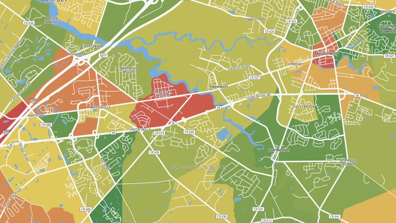 08036, NJ Map of Drug-Related Crime Rates