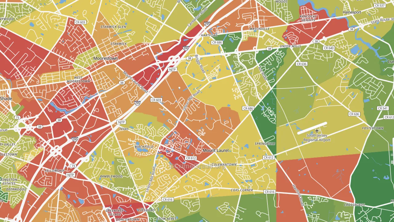 08054, NJ Map of Drug-Related Crime Rates