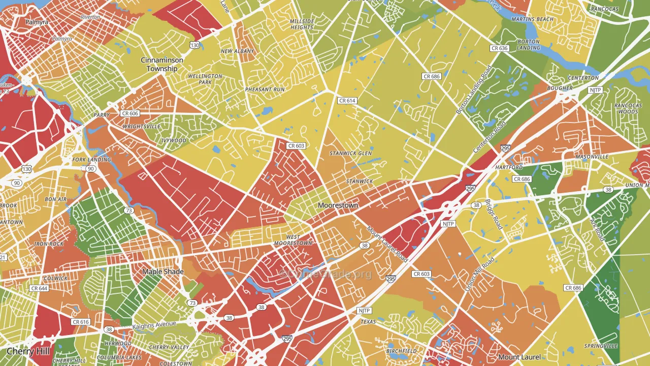 08057, NJ Map of Drug-Related Crime Rates