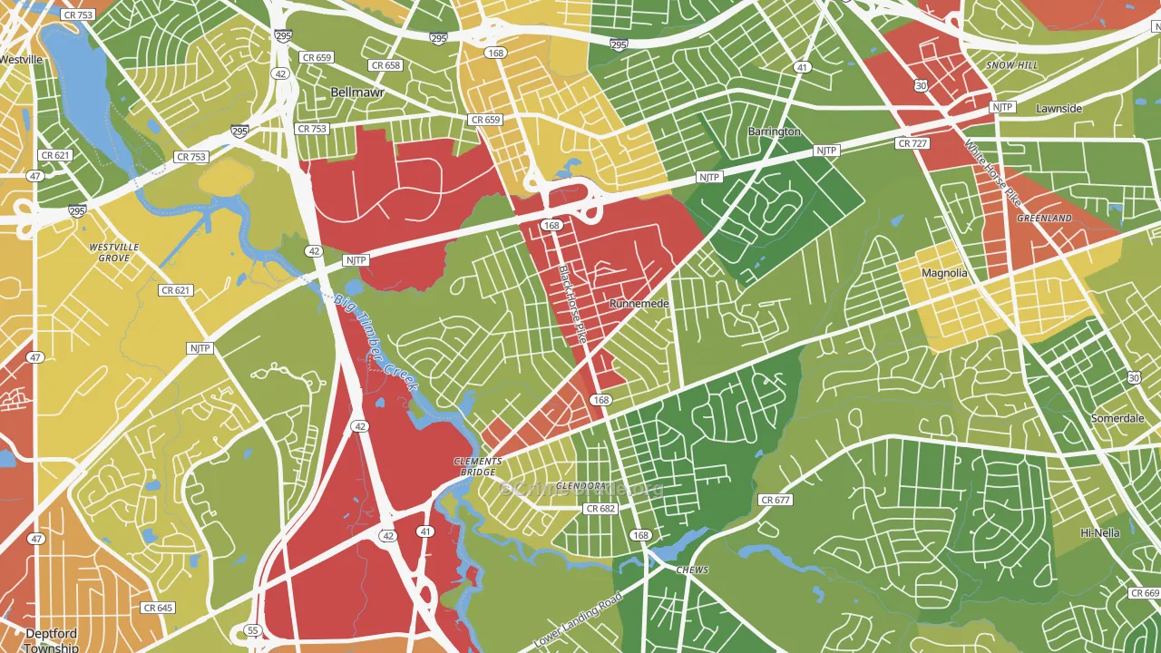 08078, NJ Map of Drug-Related Crime Rates