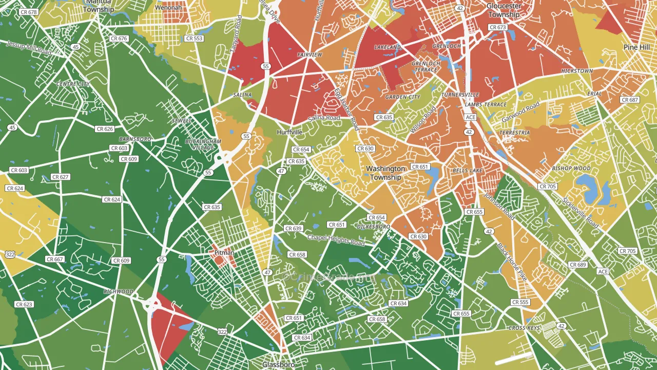 08080, NJ Map of Drug-Related Crime Rates