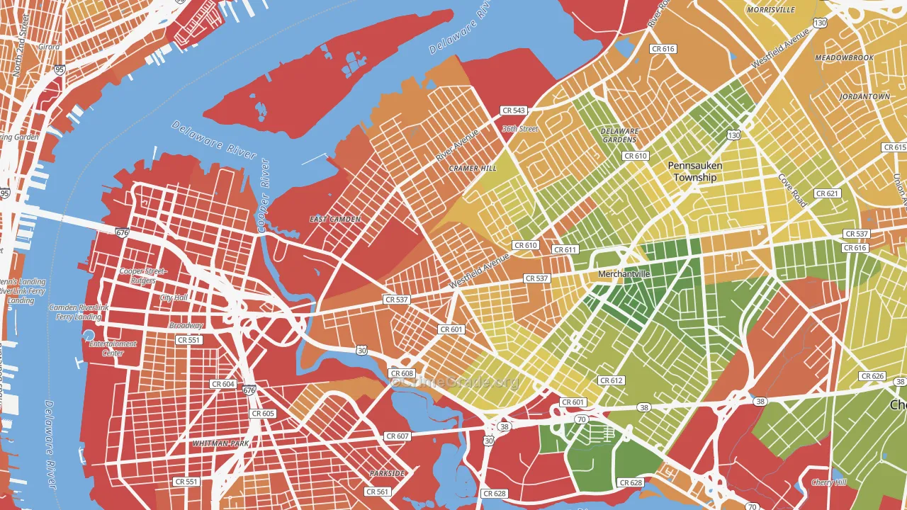 08105, NJ Map of Drug-Related Crime Rates
