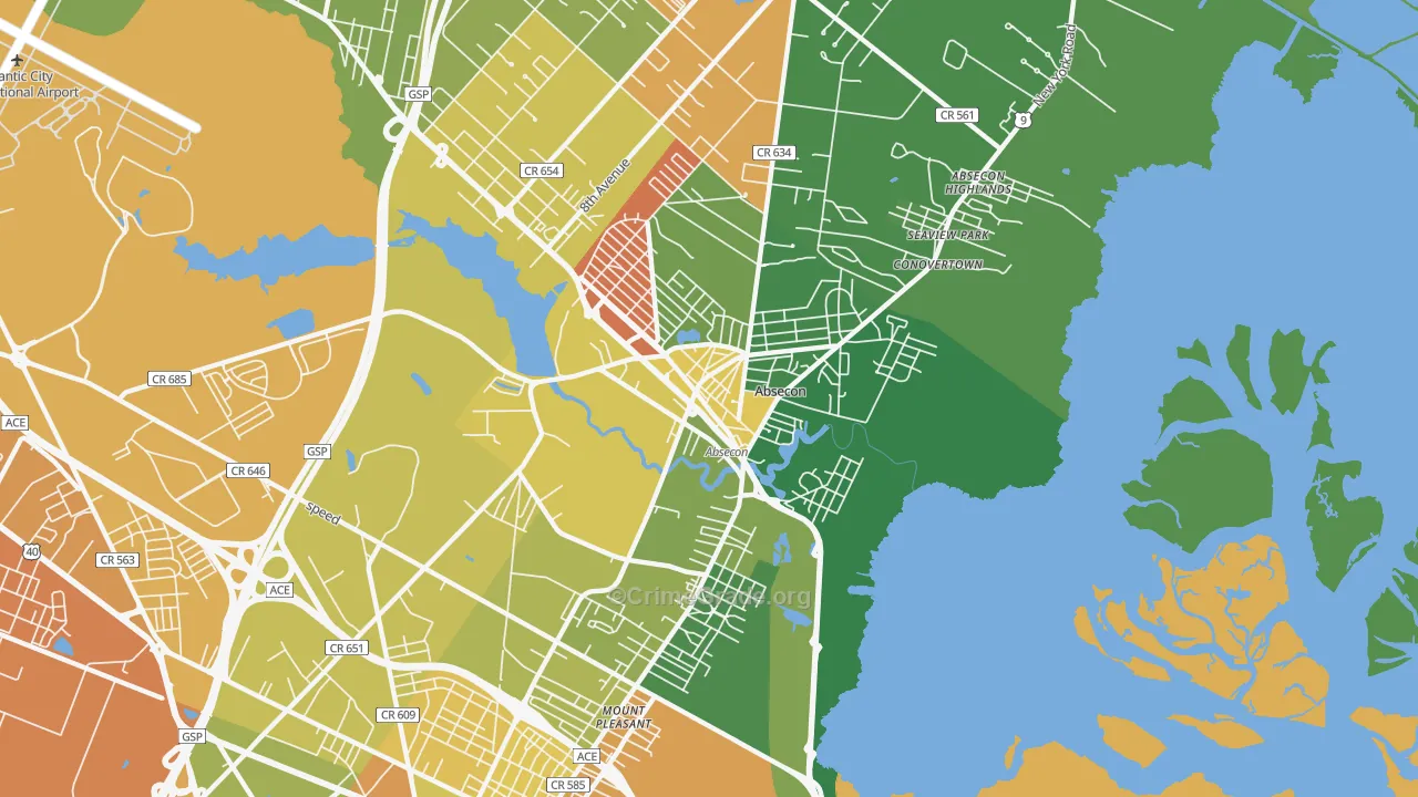 08201, NJ Map of Drug-Related Crime Rates