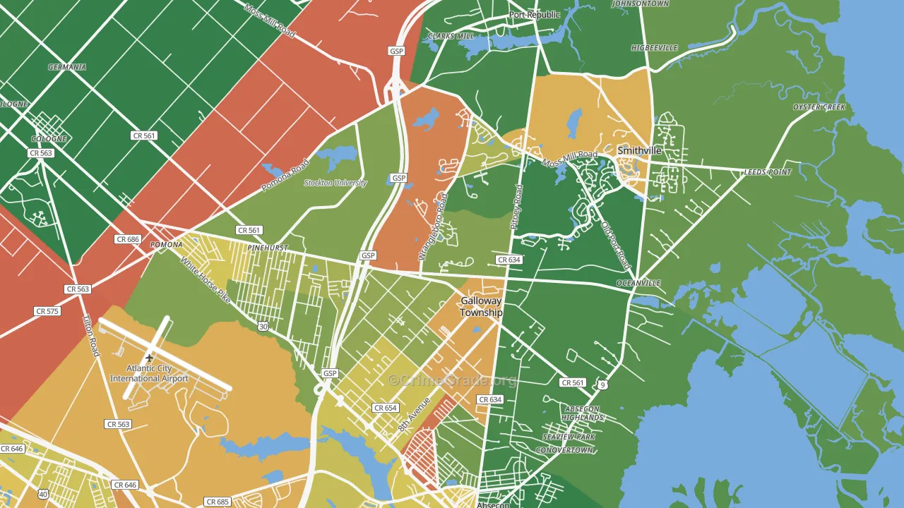 08205, NJ Map of Drug-Related Crime Rates