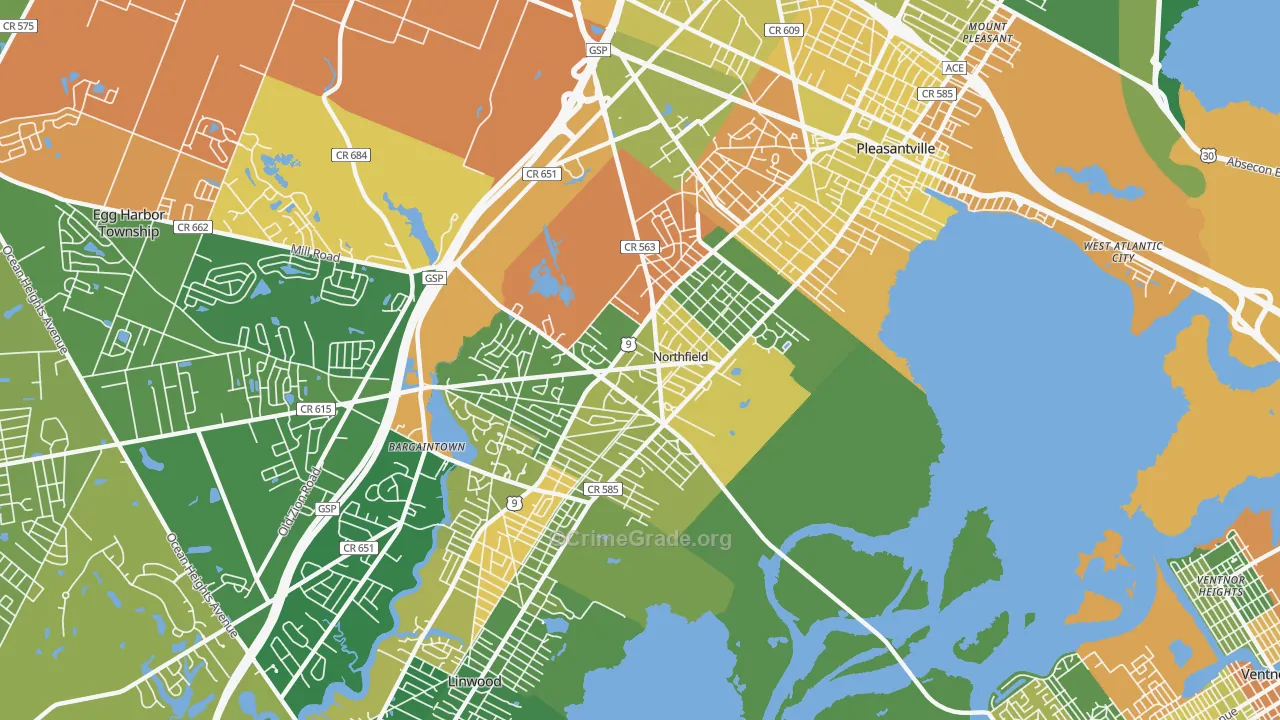 08225, NJ Map of Drug-Related Crime Rates