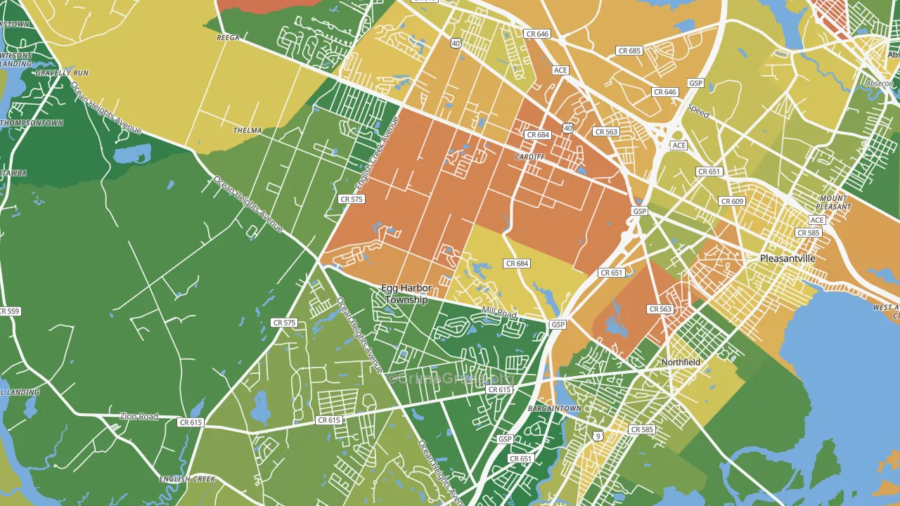 08234, NJ Map of Drug-Related Crime Rates