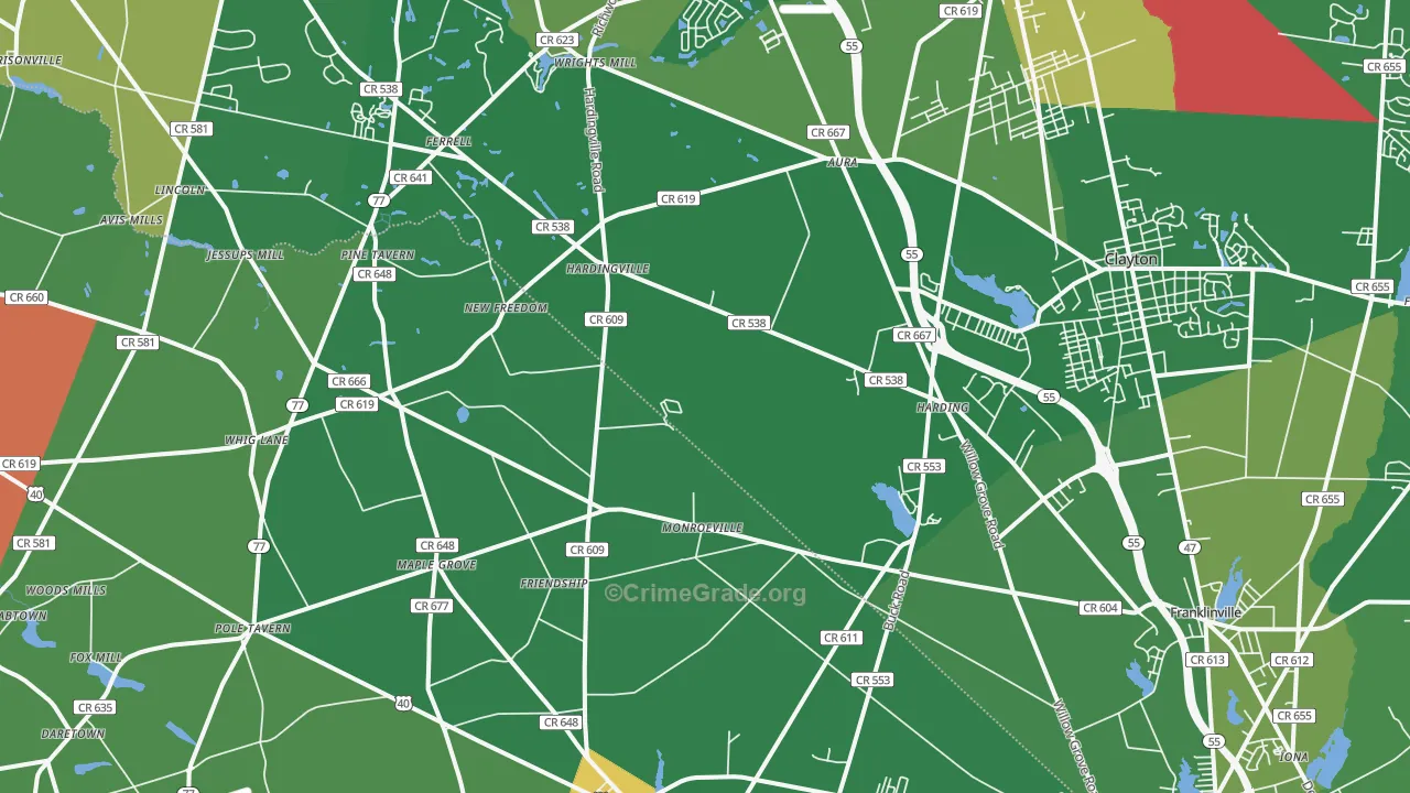 08343, NJ Map of Drug-Related Crime Rates