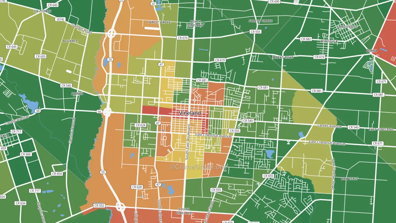 08360, NJ Map of Drug-Related Crime Rates