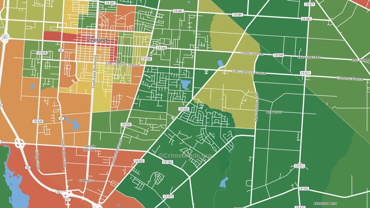 08361, NJ Map of Drug-Related Crime Rates