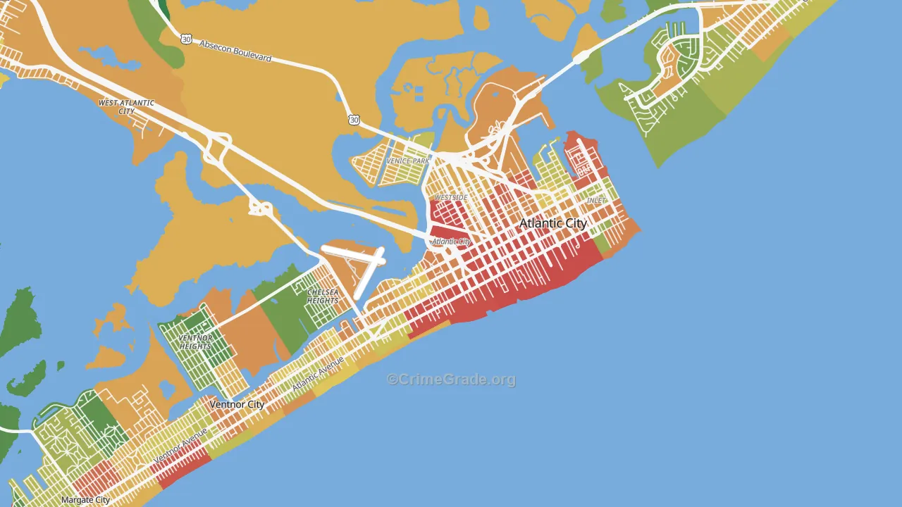 08401, NJ Map of Drug-Related Crime Rates