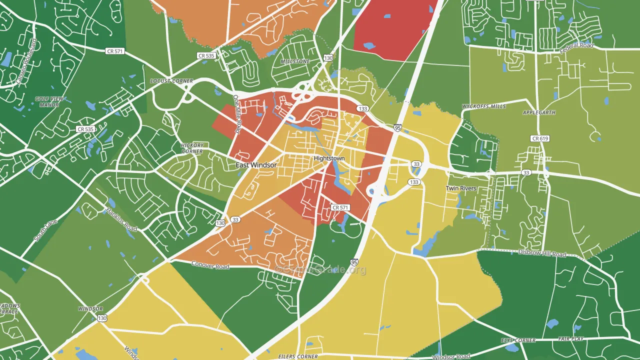 08520, NJ Map of Drug-Related Crime Rates