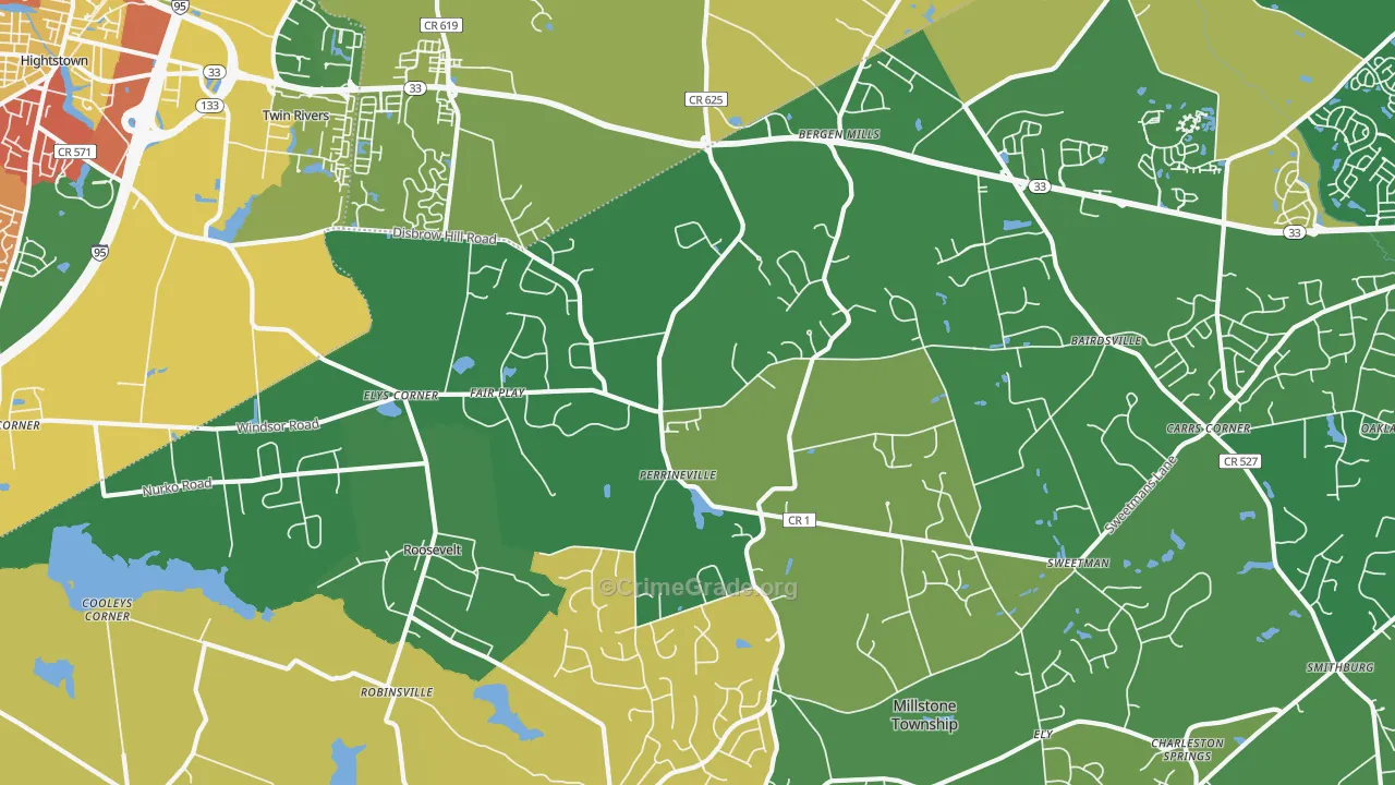 08535, NJ Map of Drug-Related Crime Rates