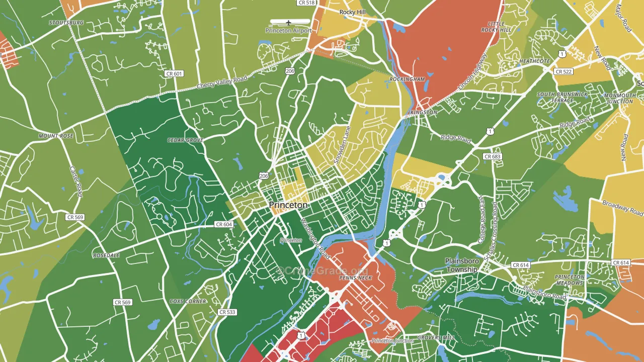 08540, NJ Map of Drug-Related Crime Rates