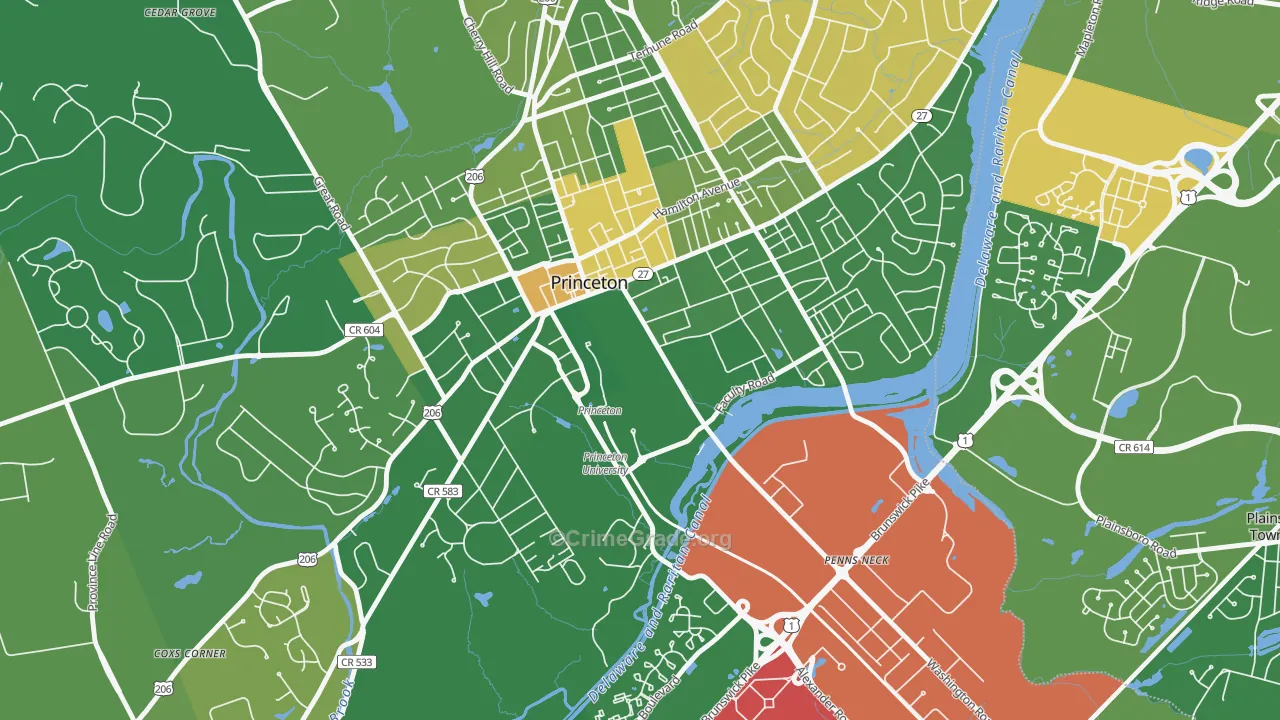 08544, NJ Map of Drug-Related Crime Rates