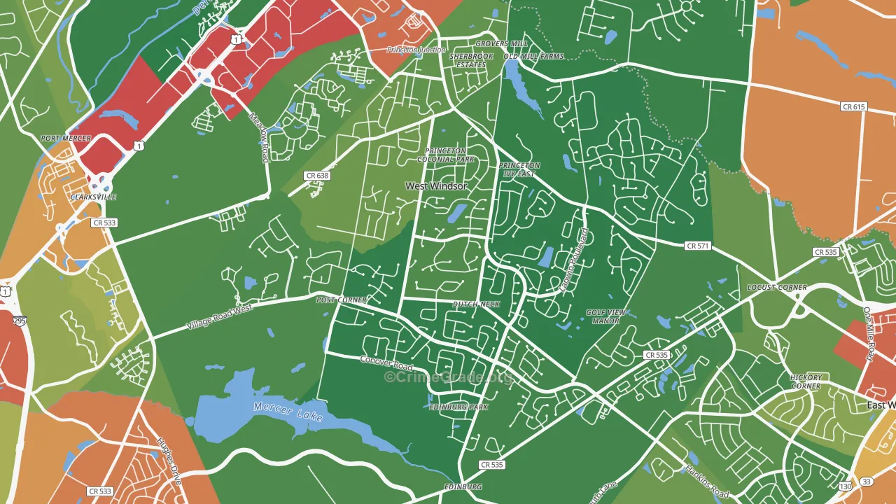 08550, NJ Map of Drug-Related Crime Rates