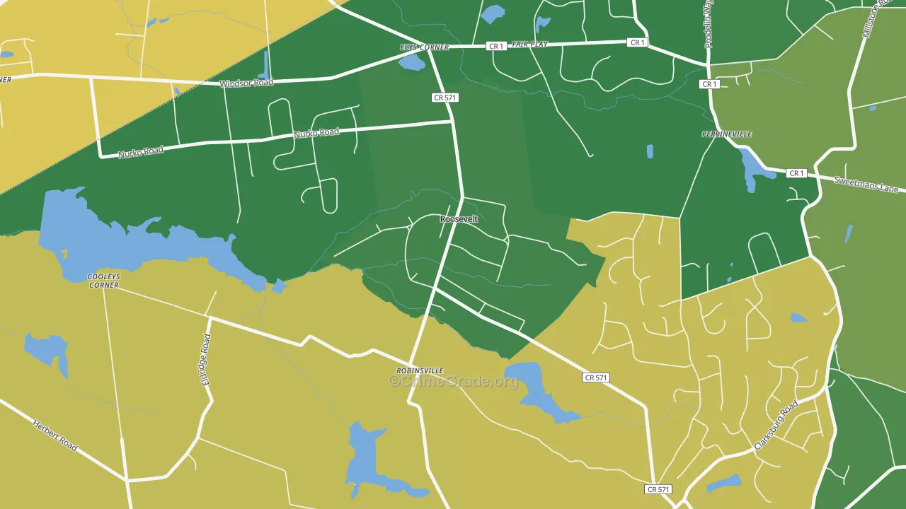 08555, NJ Map of Drug-Related Crime Rates