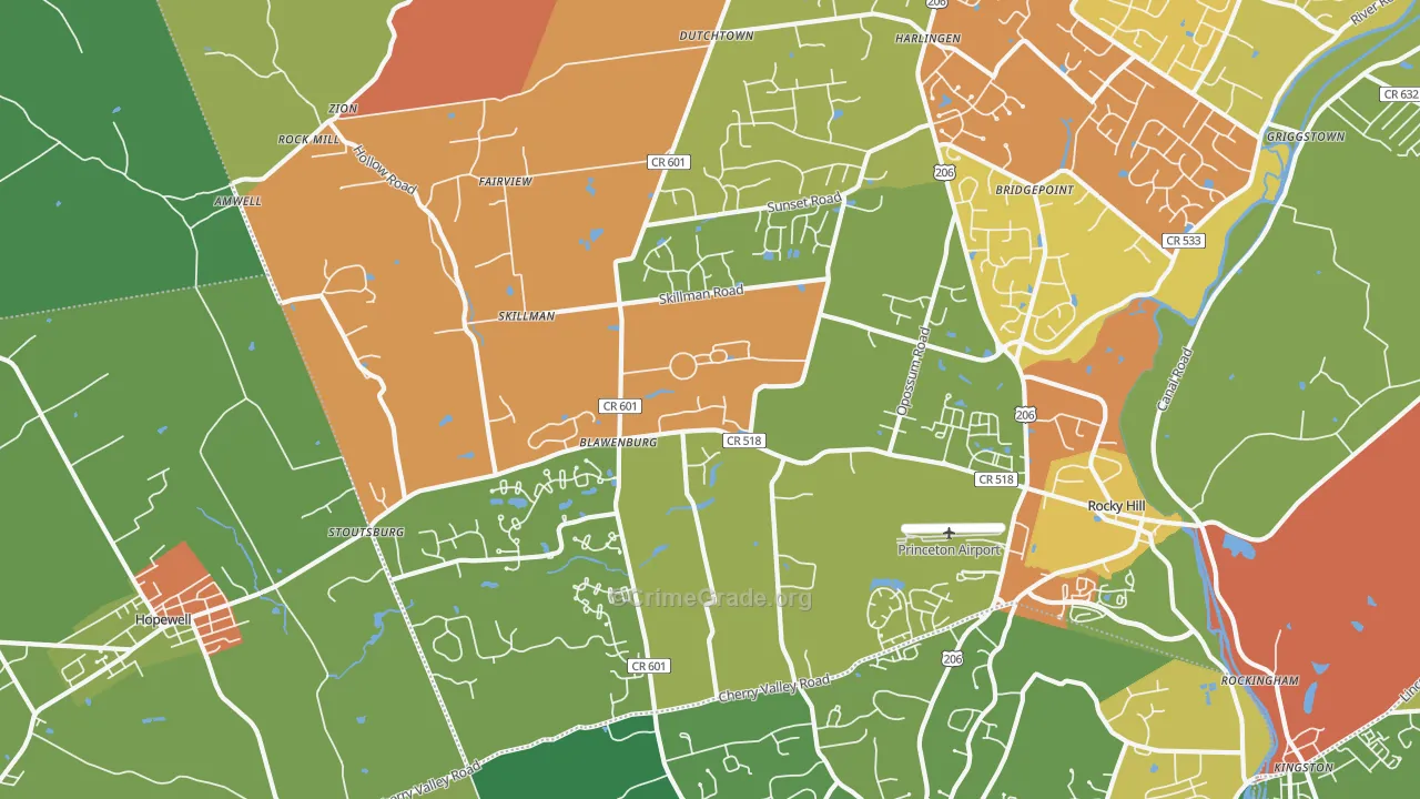 08558, NJ Map of Drug-Related Crime Rates