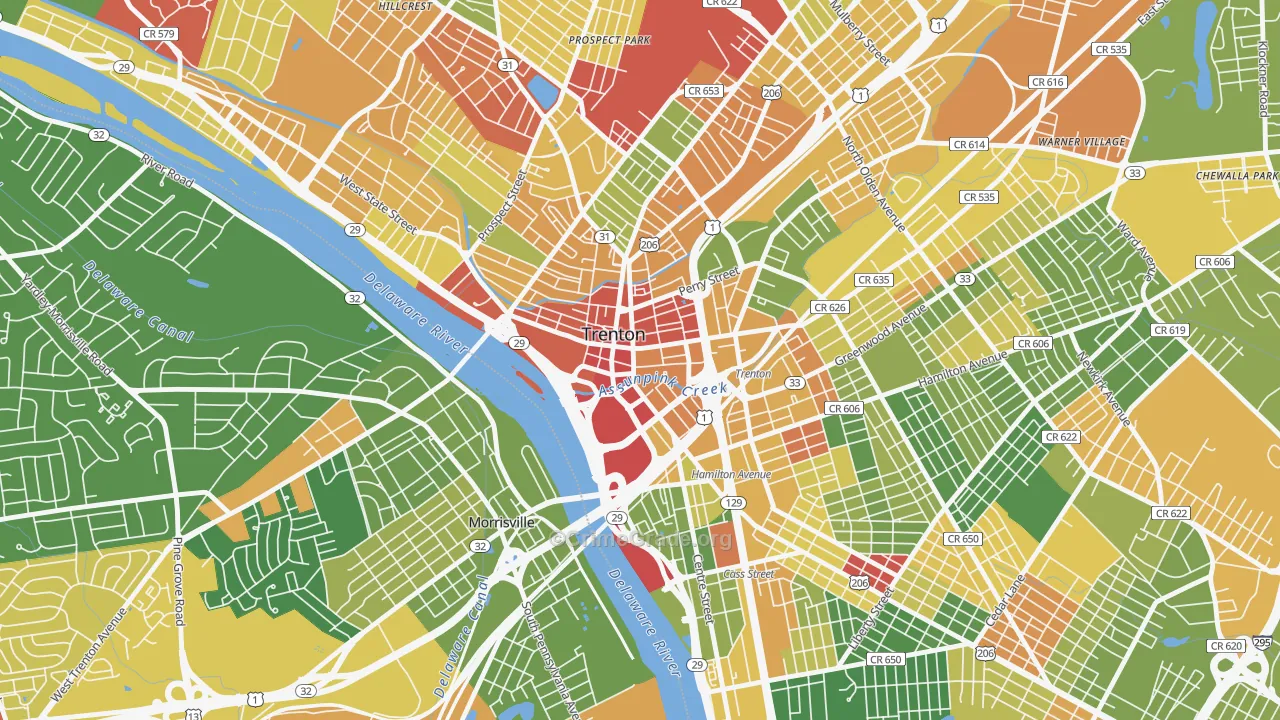 08608, NJ Map of Drug-Related Crime Rates
