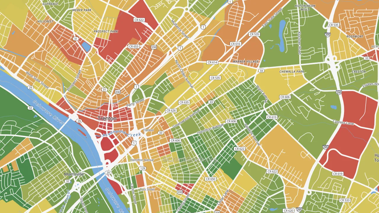 08609, NJ Map of Drug-Related Crime Rates