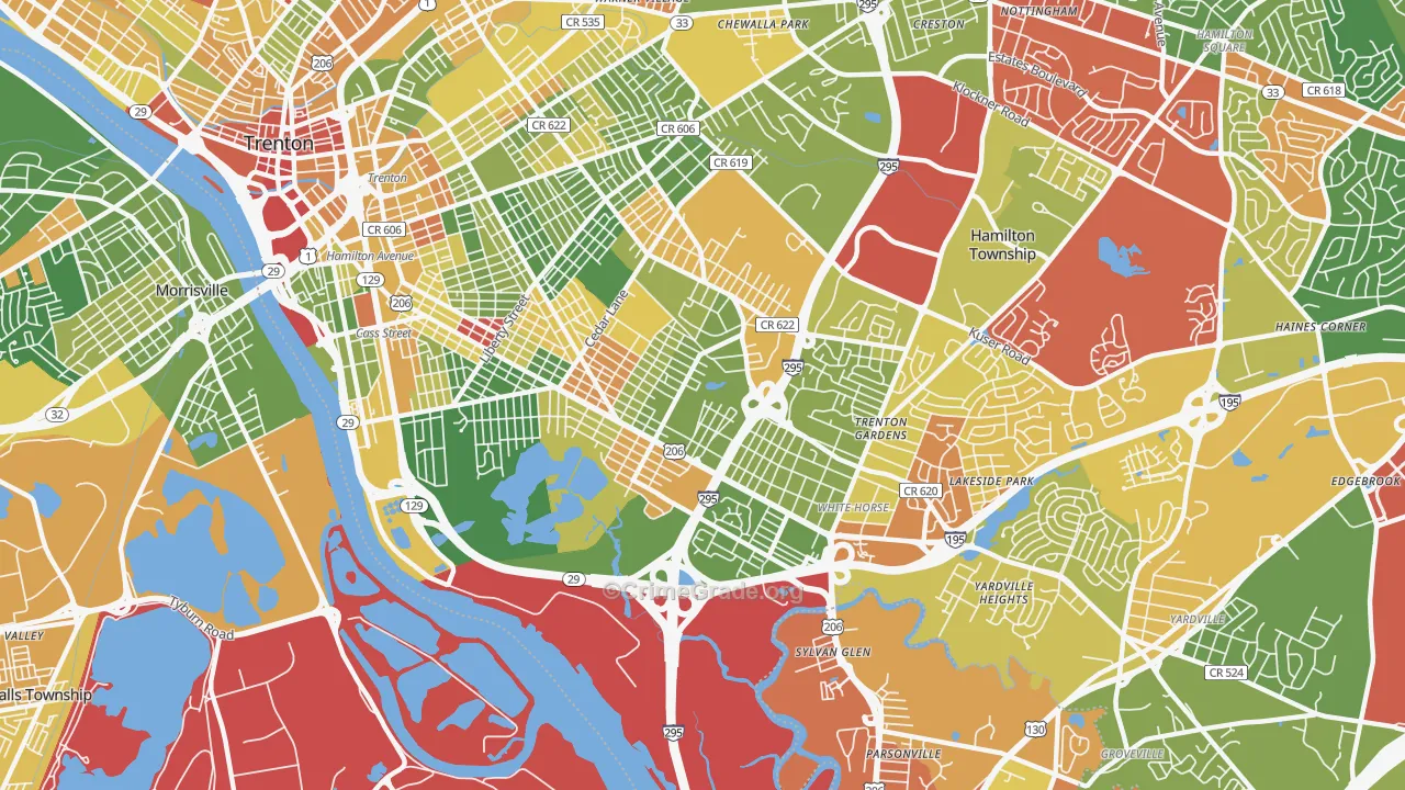 08610, NJ Map of Drug-Related Crime Rates