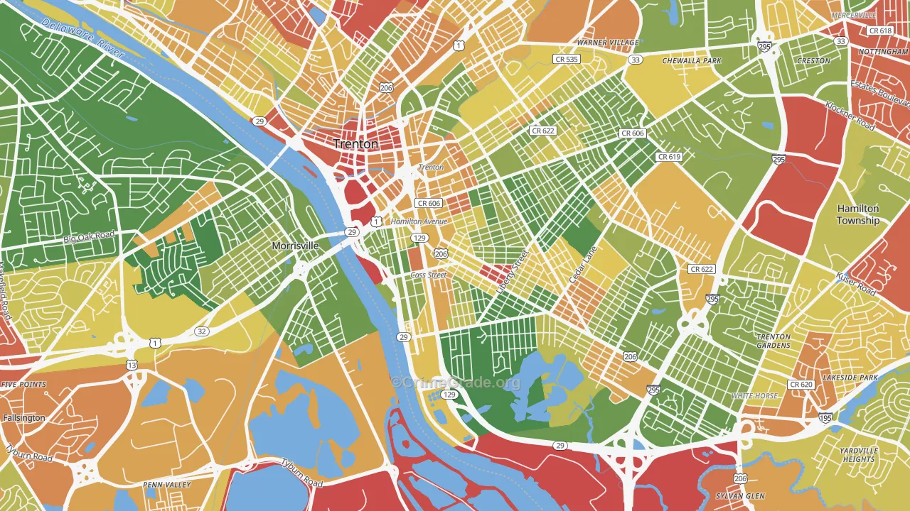 08611, NJ Map of Drug-Related Crime Rates