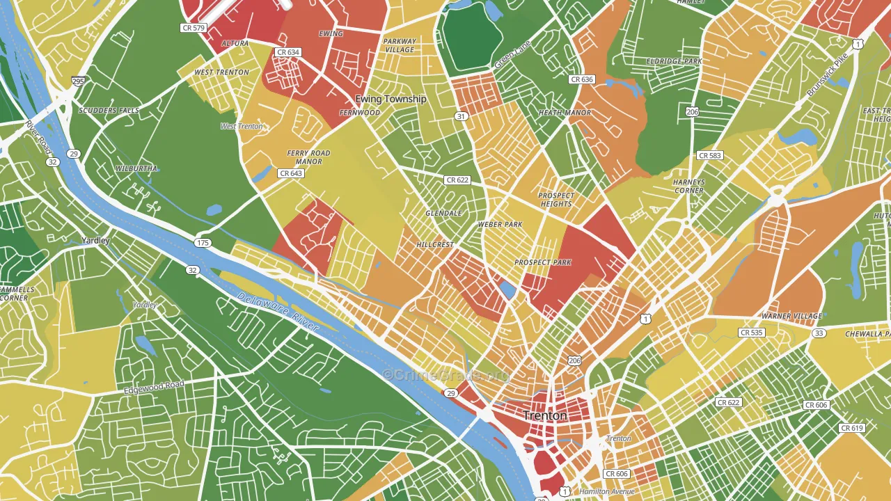 08618, NJ Map of Drug-Related Crime Rates
