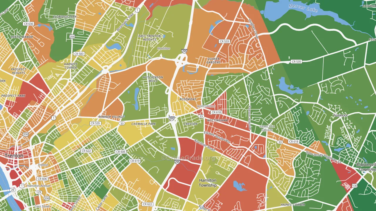 08619, NJ Map of Drug-Related Crime Rates