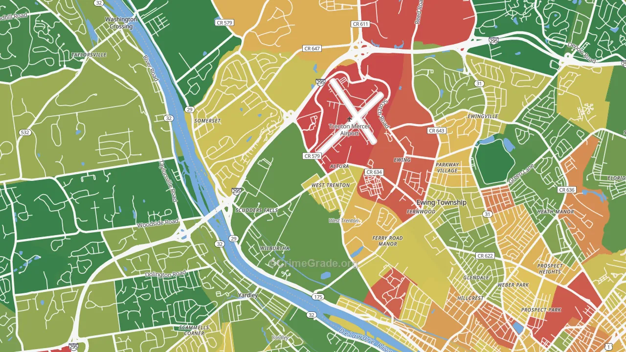 08628, NJ Map of Drug-Related Crime Rates