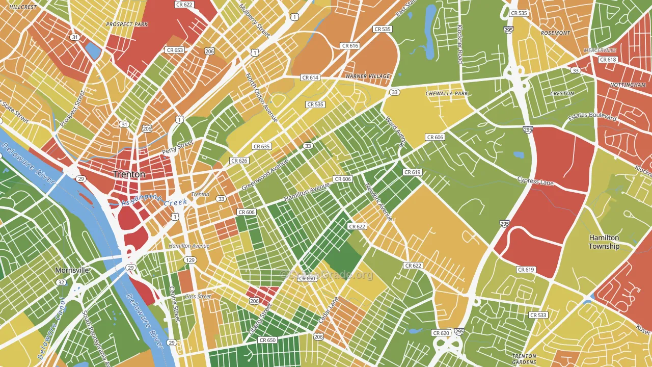 08629, NJ Map of Drug-Related Crime Rates