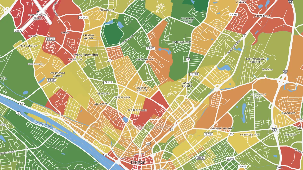 08638, NJ Map of Drug-Related Crime Rates