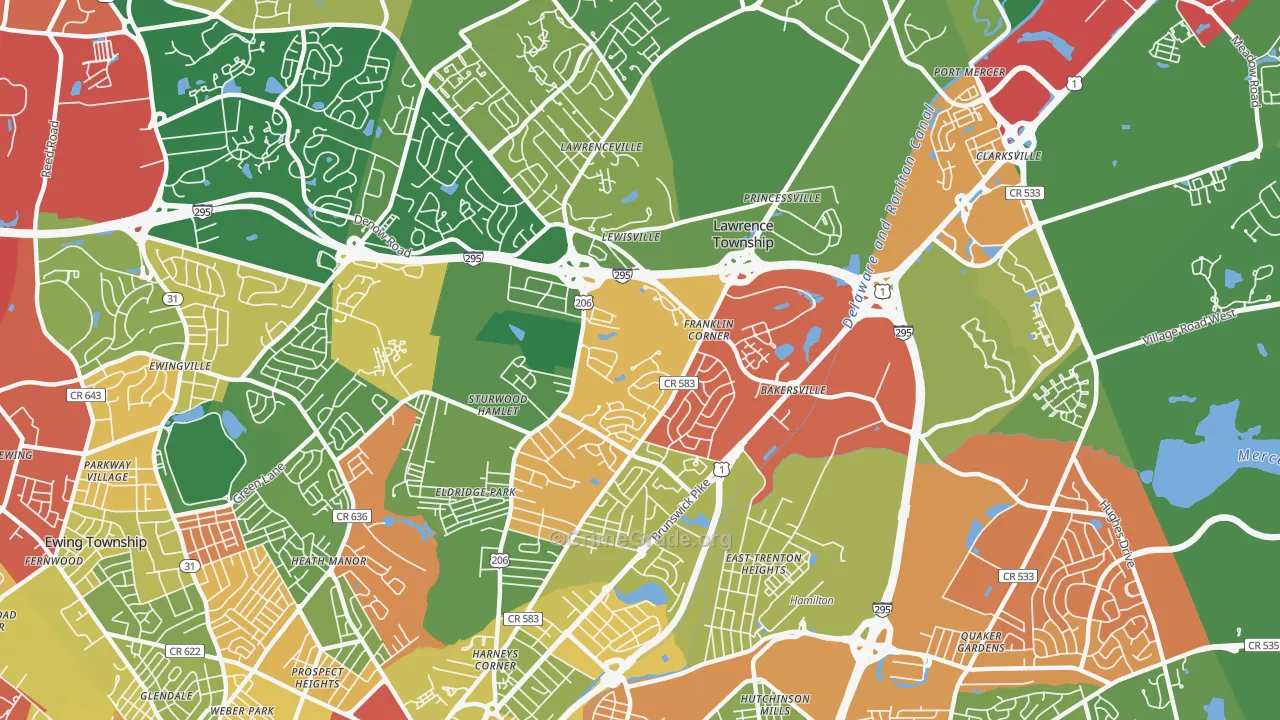 08648, NJ Map of Drug-Related Crime Rates