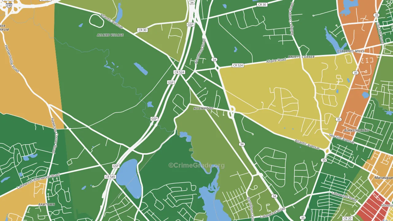 08720, NJ Map of Drug-Related Crime Rates