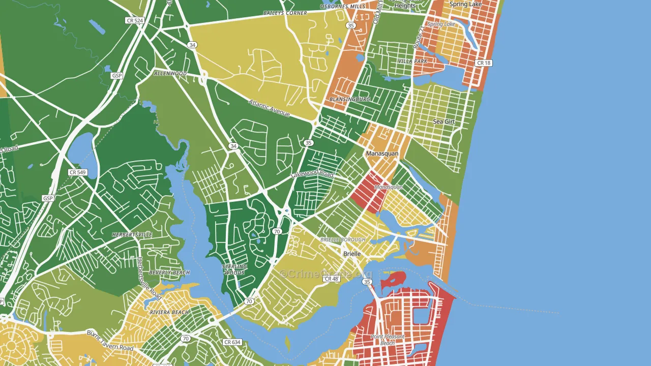 08736, NJ Map of Drug-Related Crime Rates