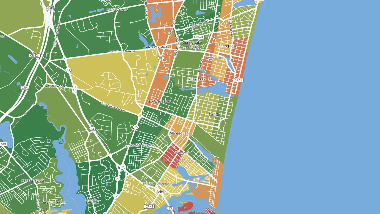 08750, NJ Map of Drug-Related Crime Rates