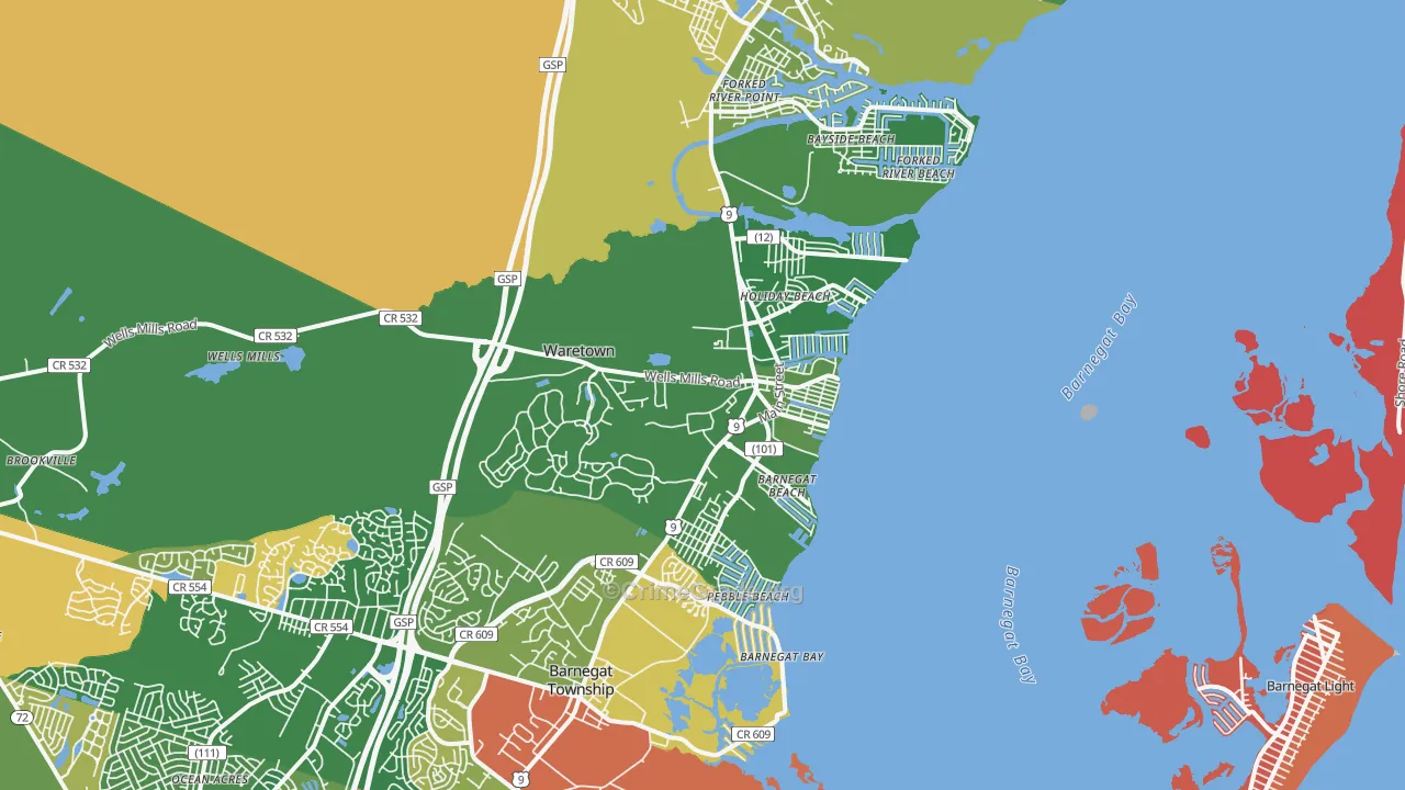 08758, NJ Map of Drug-Related Crime Rates