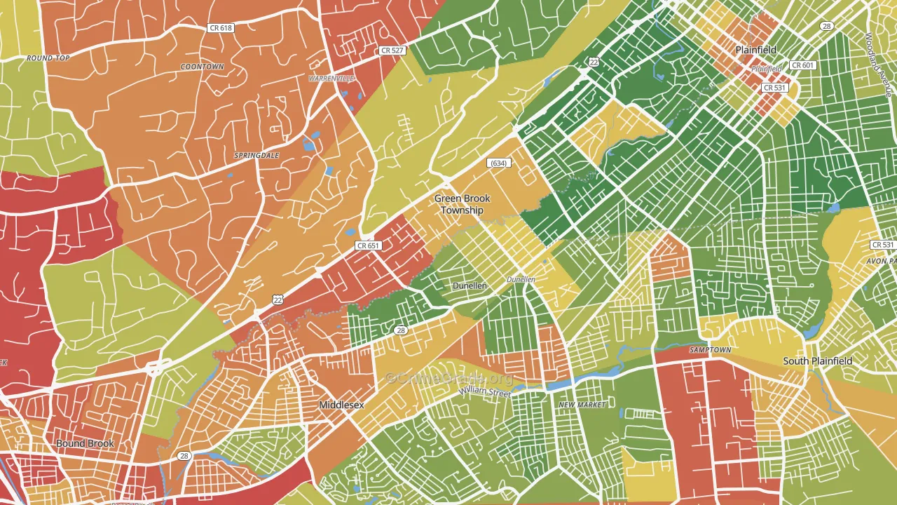 08812, NJ Map of Drug-Related Crime Rates