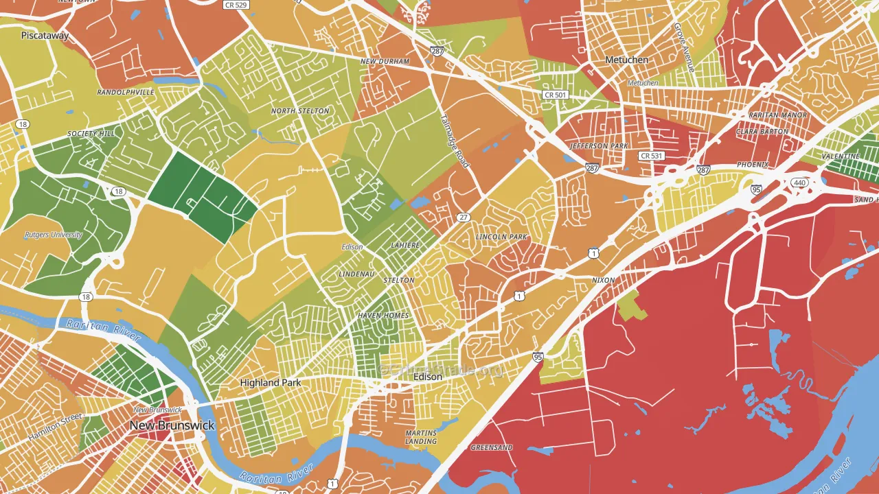 08817, NJ Map of Drug-Related Crime Rates