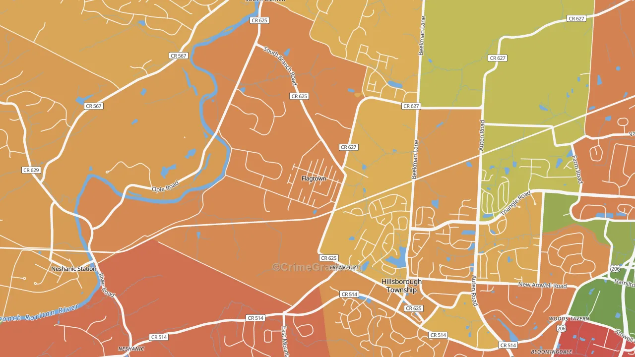08821, NJ Map of Drug-Related Crime Rates