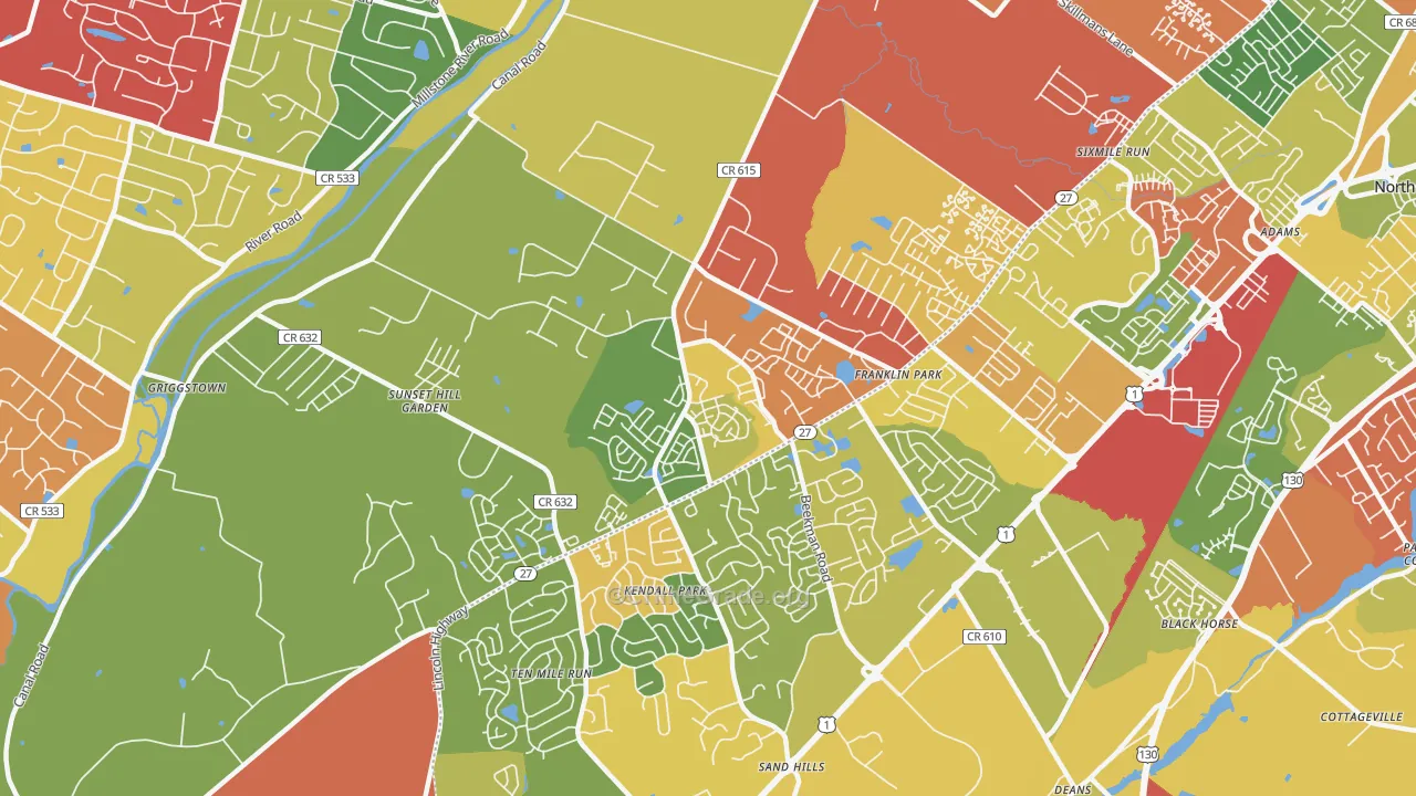 08823, NJ Map of Drug-Related Crime Rates