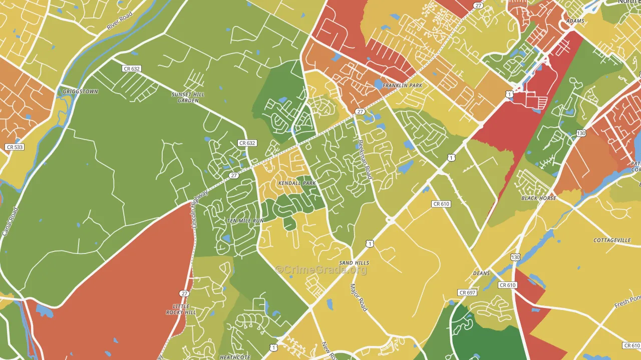 08824, NJ Map of Drug-Related Crime Rates
