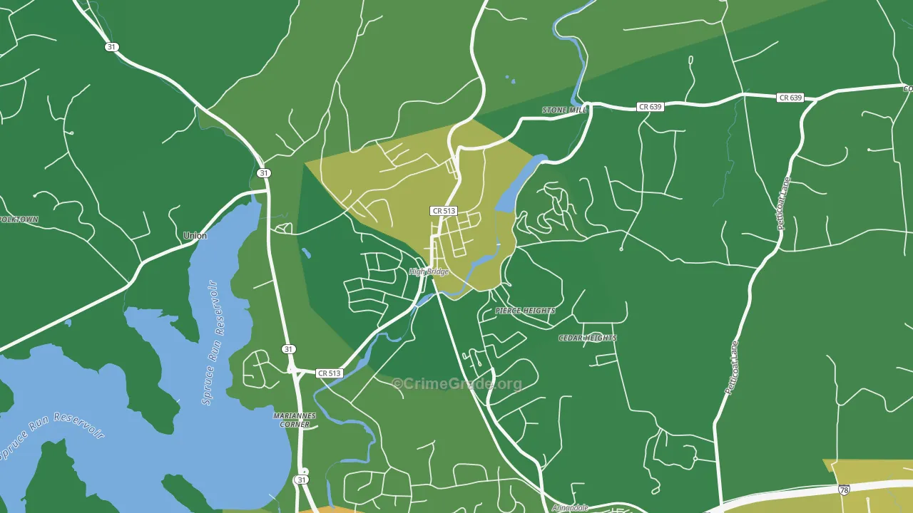 08829, NJ Map of Drug-Related Crime Rates