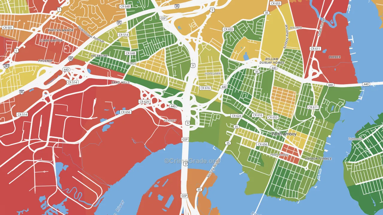 08832, NJ Map of Drug-Related Crime Rates