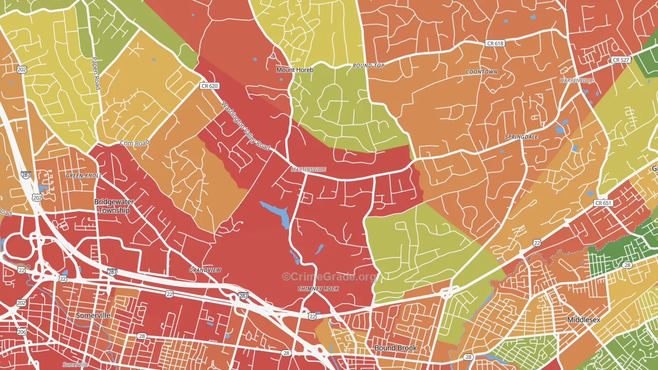 08836, NJ Map of Drug-Related Crime Rates