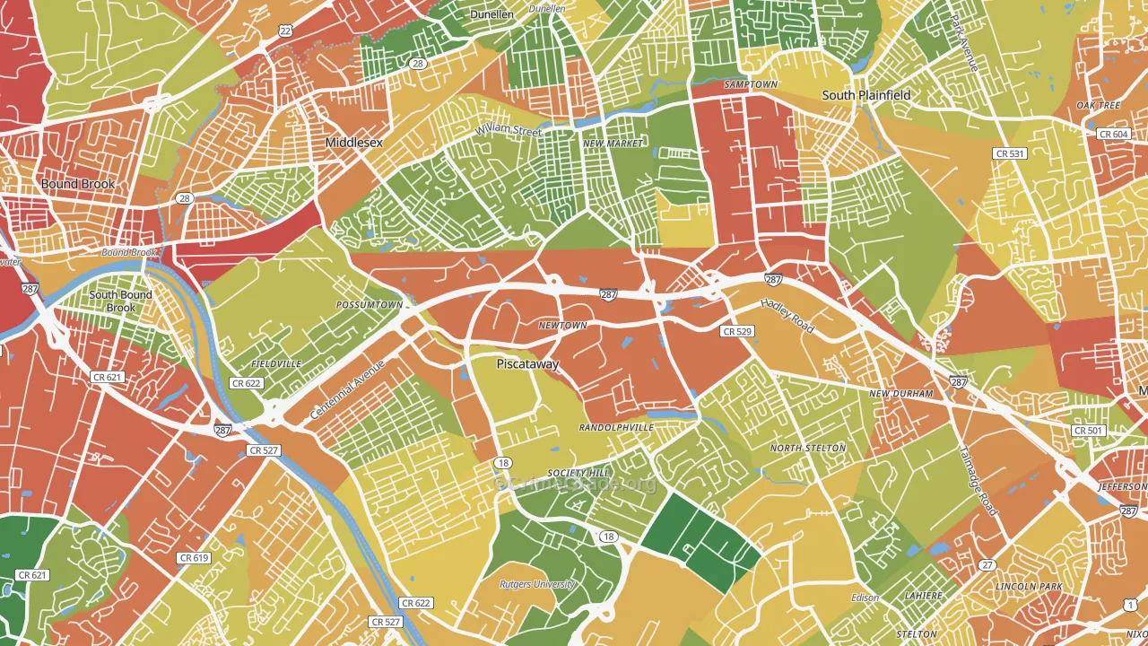 08854, NJ Map of Drug-Related Crime Rates