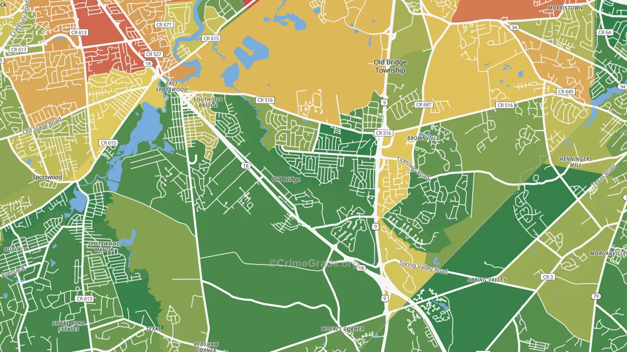 08857, NJ Map of Drug-Related Crime Rates