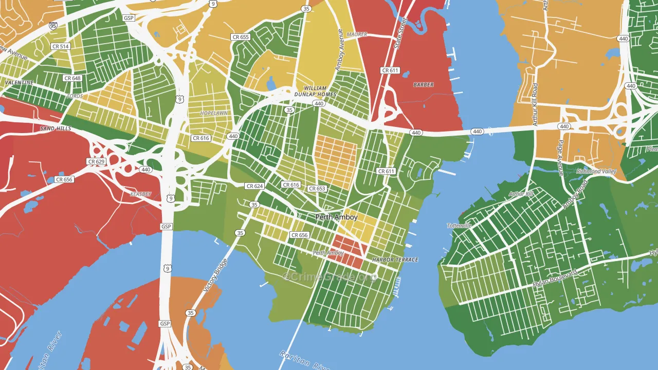 08861, NJ Map of Drug-Related Crime Rates