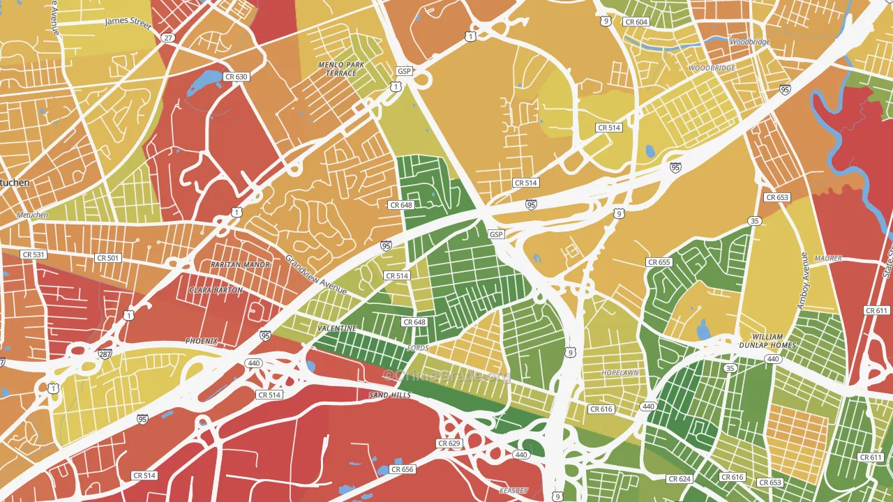 08863, NJ Map of Drug-Related Crime Rates
