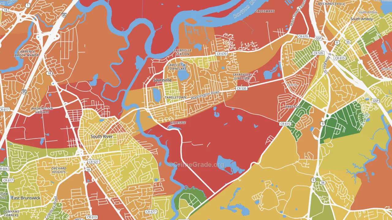 08872, NJ Map of Drug-Related Crime Rates