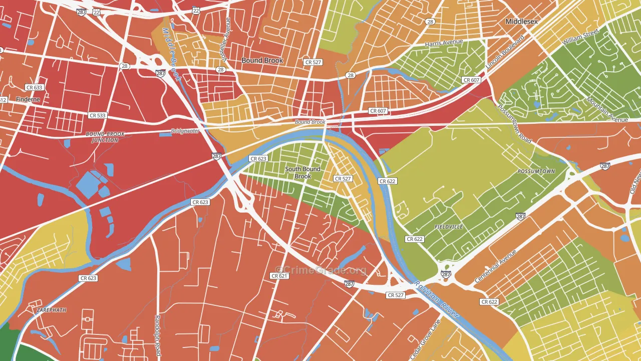 08880, NJ Map of Drug-Related Crime Rates