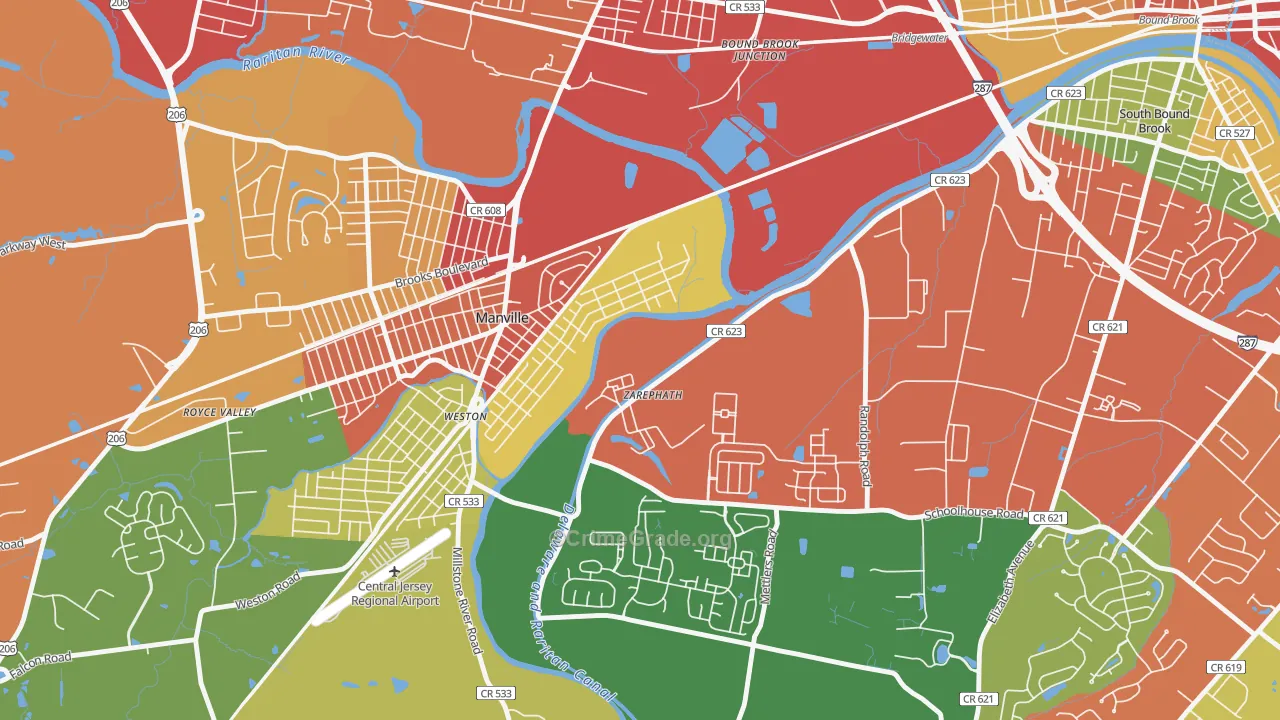 08890, NJ Map of Drug-Related Crime Rates